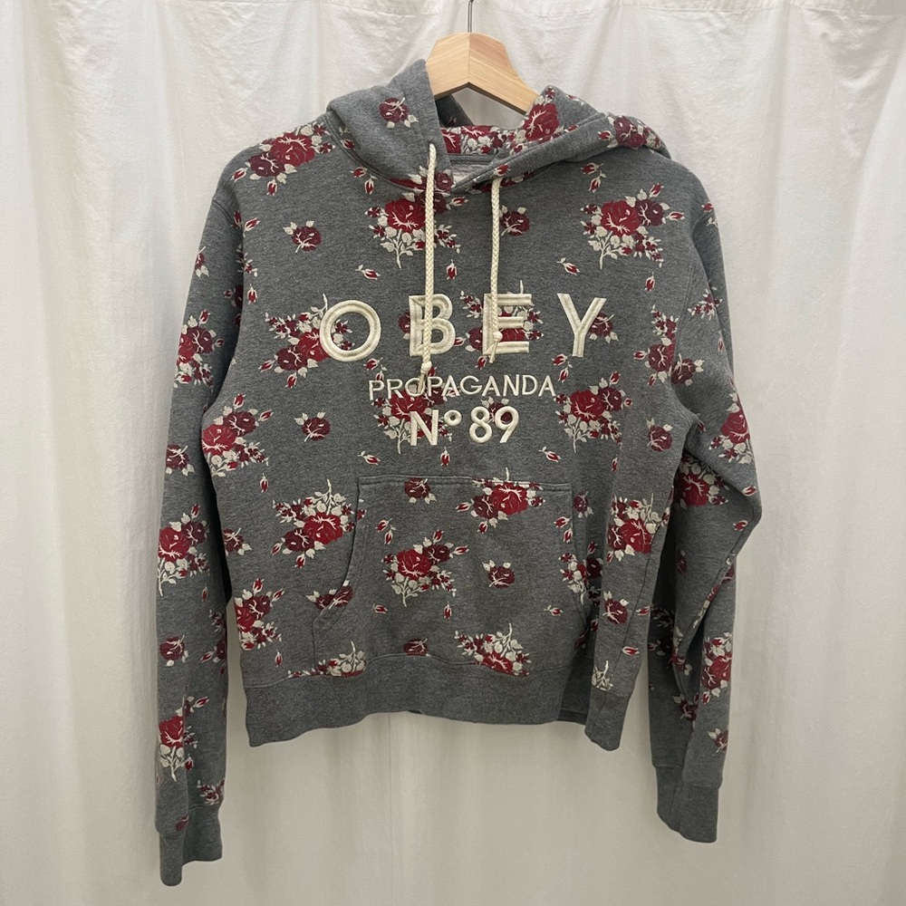 Obey Gray Floral Hoodie